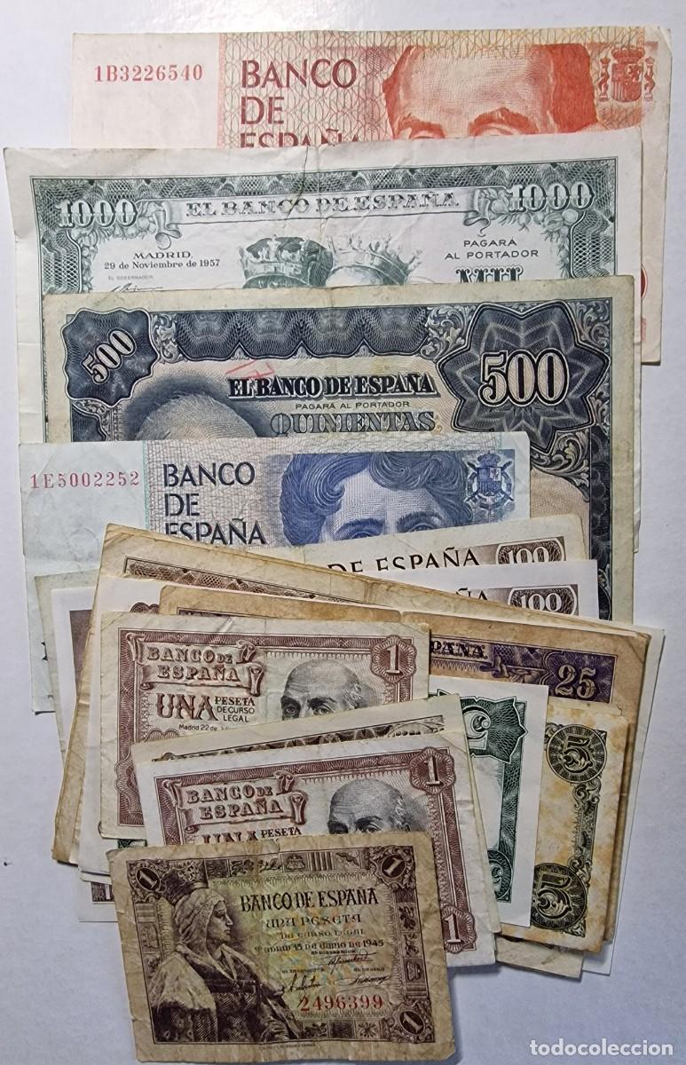Billetes espa&ntilde;oles: LOTE 21 BILLETES DIVERSOS |SOLO ACEPTO PAYPAL| BILLETE 1 a 2000 PESETAS 1943 a 1980 LEER DESCRI