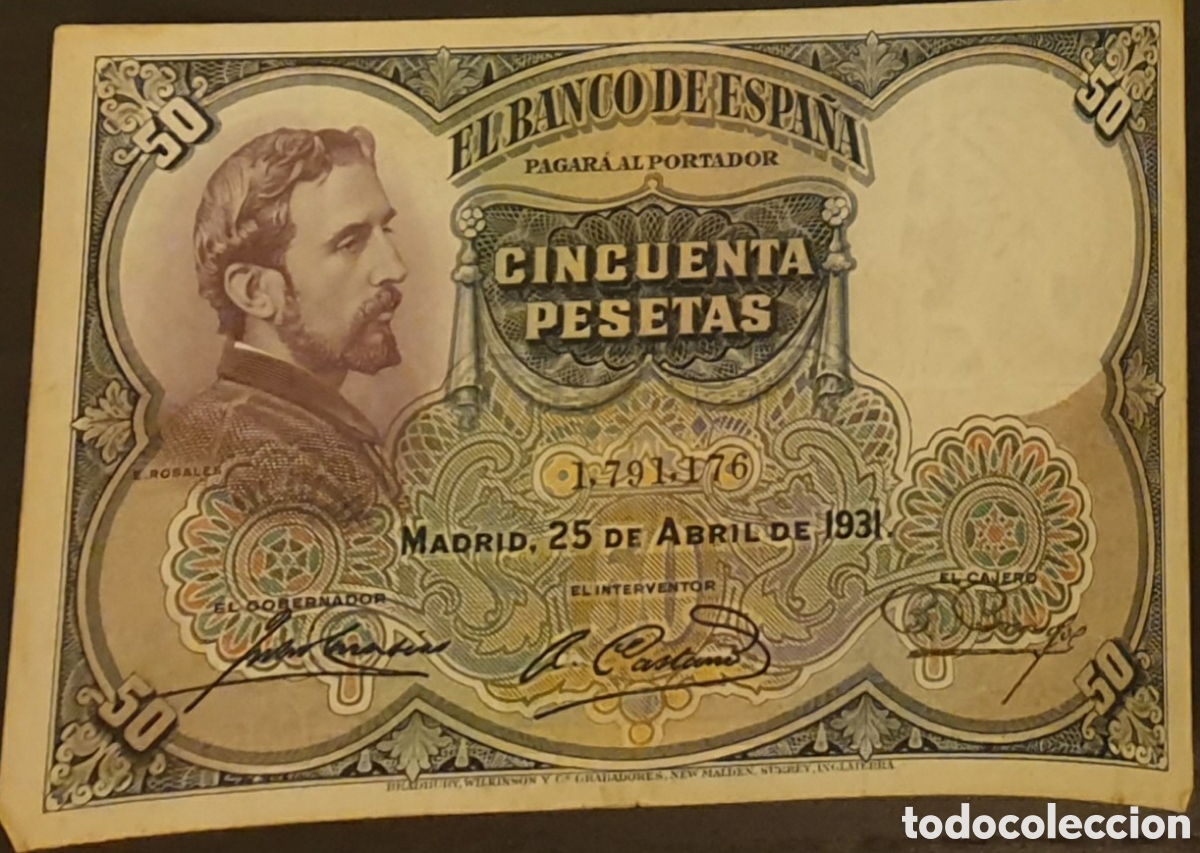 Billetes espa&ntilde;oles: BILLETE 50 PESETAS 1931, E. Rosales, MBC ++