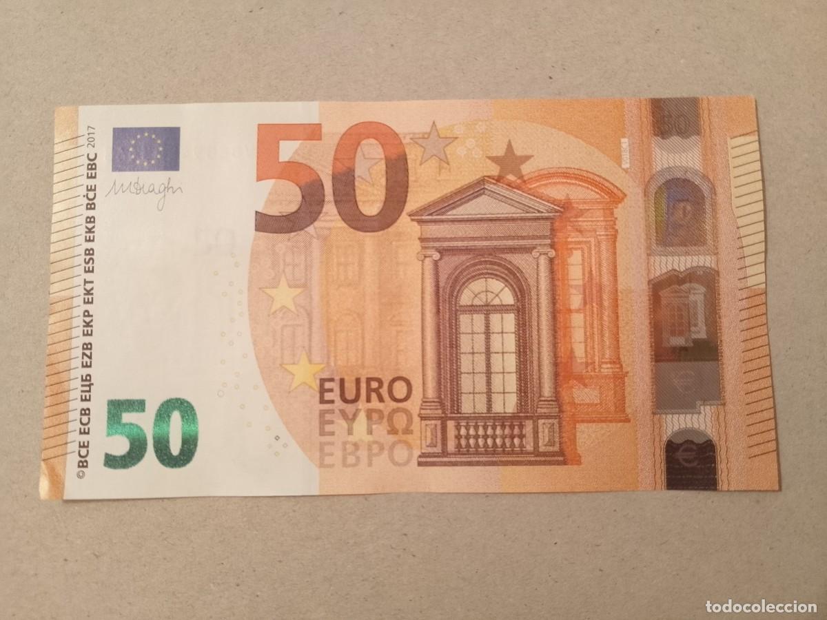 Billetes espa&ntilde;oles: 50 euros 3 firma Draghi, dise&ntilde;o 2017, plancha V018, letra VB, sc/plancha