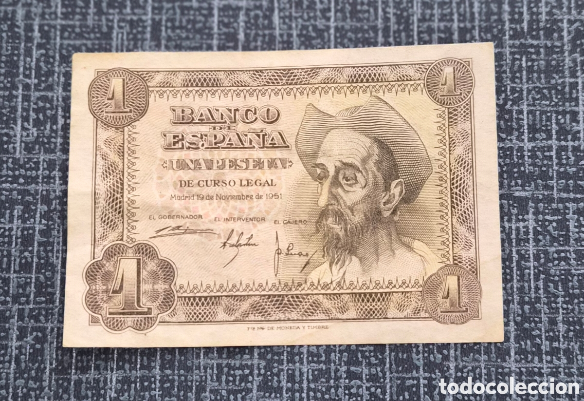 Billetes espa&ntilde;oles: 1 Peseta 1951 Don Quijote &ndash; Banco de Espa&ntilde;a &ndash; Serie I &ndash; Pick 139a