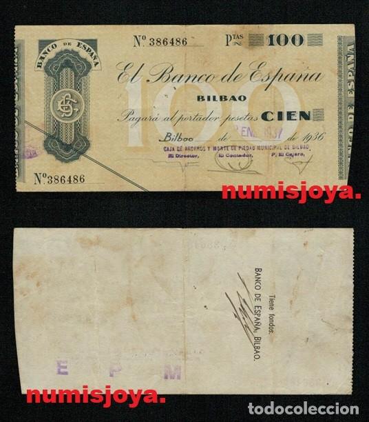Billetes espa&ntilde;oles: Banco de Espa&ntilde;a Bilbao 50 Pesetas 1936 CAJA AHORROS 386486. BILLETE CON APRESTO SIN ROTURAS.