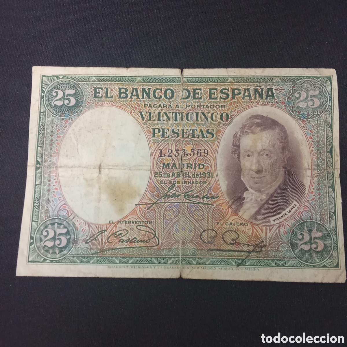 Billetes espa&ntilde;oles: Espa&ntilde;a 25 pesetas a&ntilde;o 1931