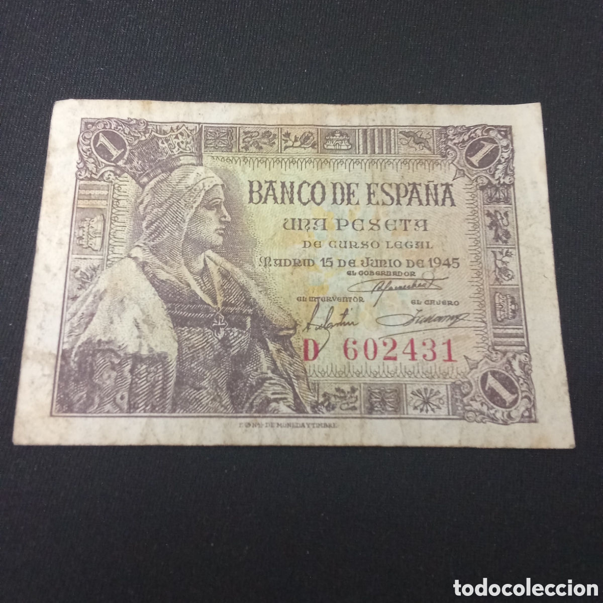 Billetes espa&ntilde;oles: Espa&ntilde;a 1 peseta a&ntilde;o 1945