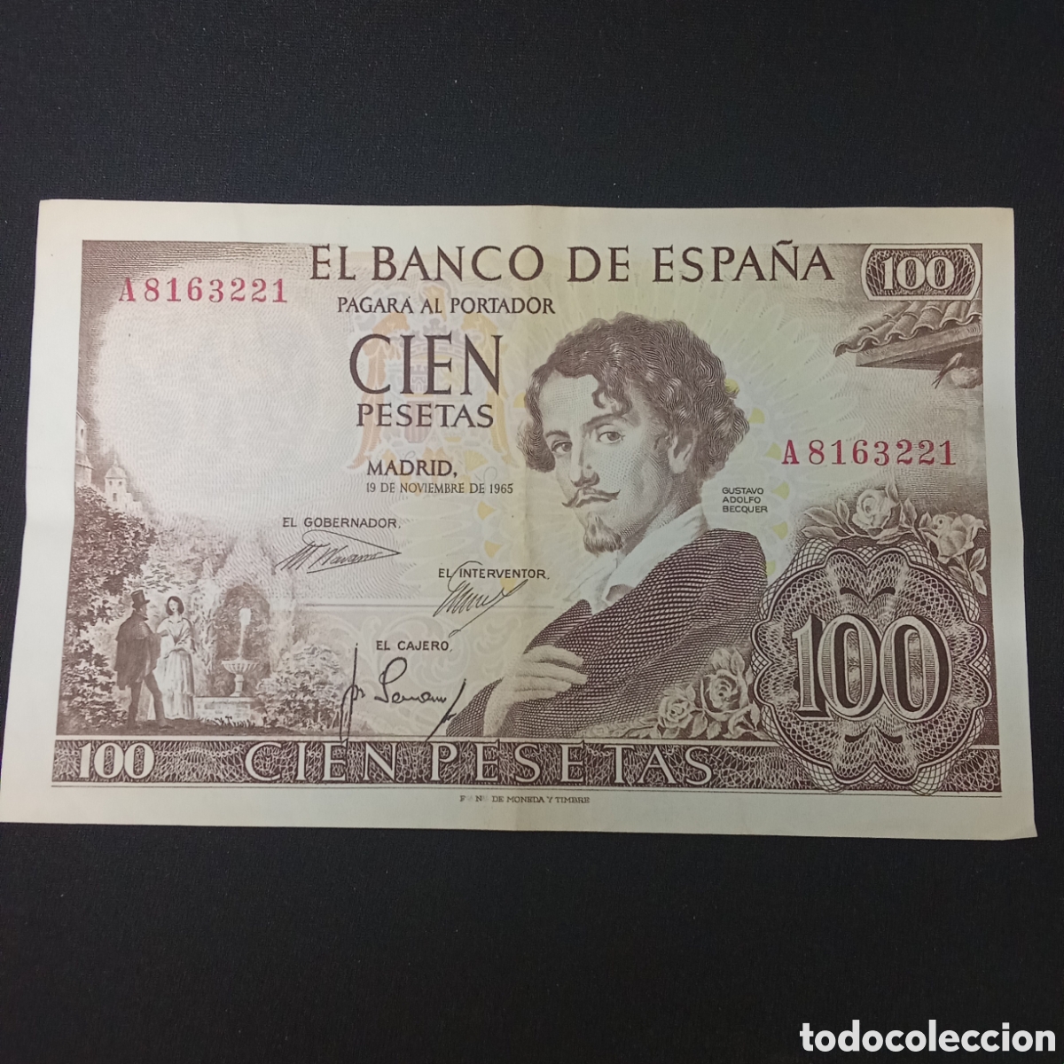 Billetes espa&ntilde;oles: Espa&ntilde;a 100 pesetas a&ntilde;o 1965