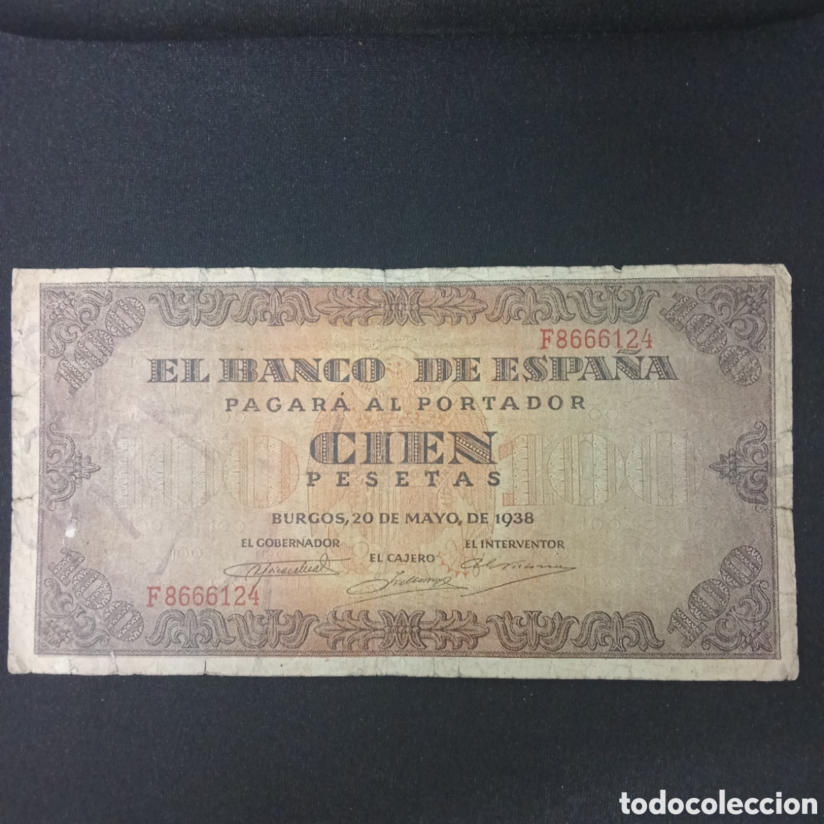 Billetes espa&ntilde;oles: Espa&ntilde;a 100 pesetas a&ntilde;o 1938