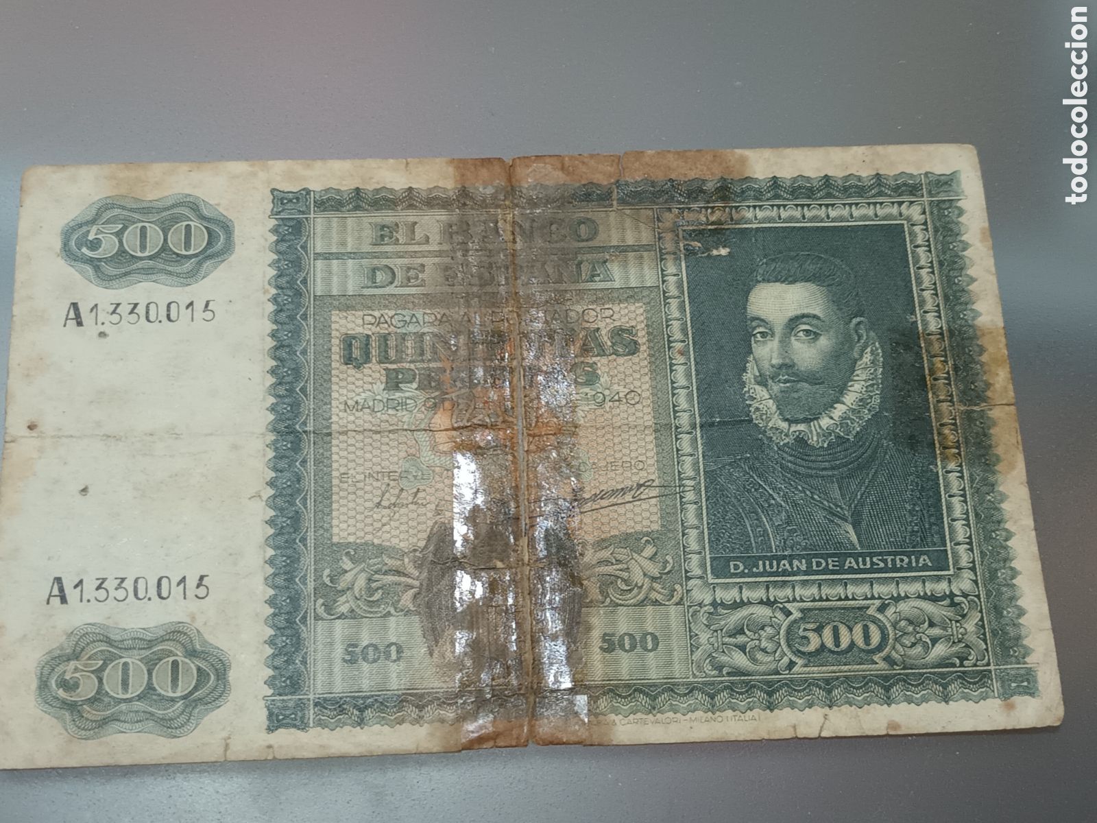 Billetes espa&ntilde;oles: BILLETE DE 500 PESETAS DE 9 DE ENERO DE 1940 JUAN DE AUSTRIA