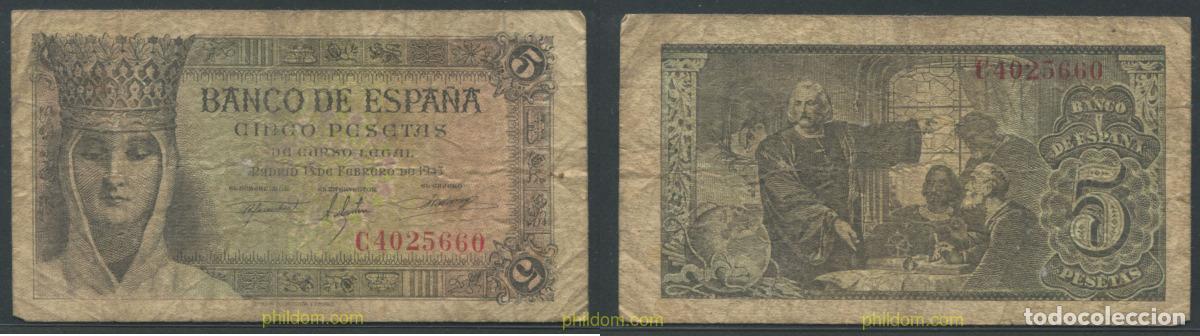 Billetes espa&ntilde;oles: 11321 ESPA&Ntilde;A 1943 5 Pesetas Estado espa&ntilde;ol 13 de febrero de 1943