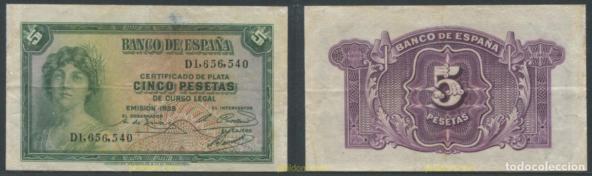 Billetes espa&ntilde;oles: 11327 ESPA&Ntilde;A 1935 ESPA&Ntilde;A 5 PESETAS 1935