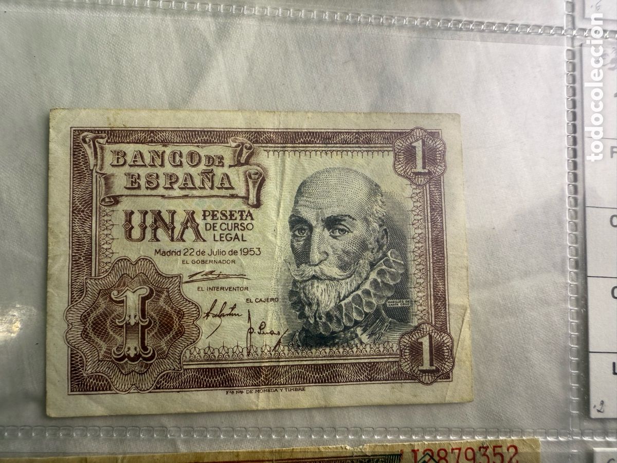 Billetes espa&ntilde;oles: Billete 1 Peseta Banco de Espa&ntilde;a &ndash; 22 Julio 1953 &ndash; Serie C &ndash; Marqu&eacute;s de Santa Cruz