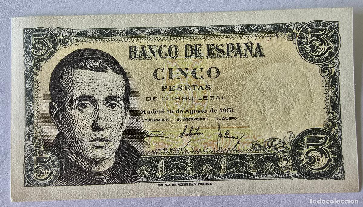 Billetes espa&ntilde;oles: Billete Banco Espa&ntilde;a 5 ptas. 1951 Sin Serie