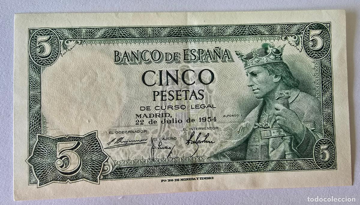Billetes espa&ntilde;oles: Billete Banco Espa&ntilde;a 5 ptas. 1954