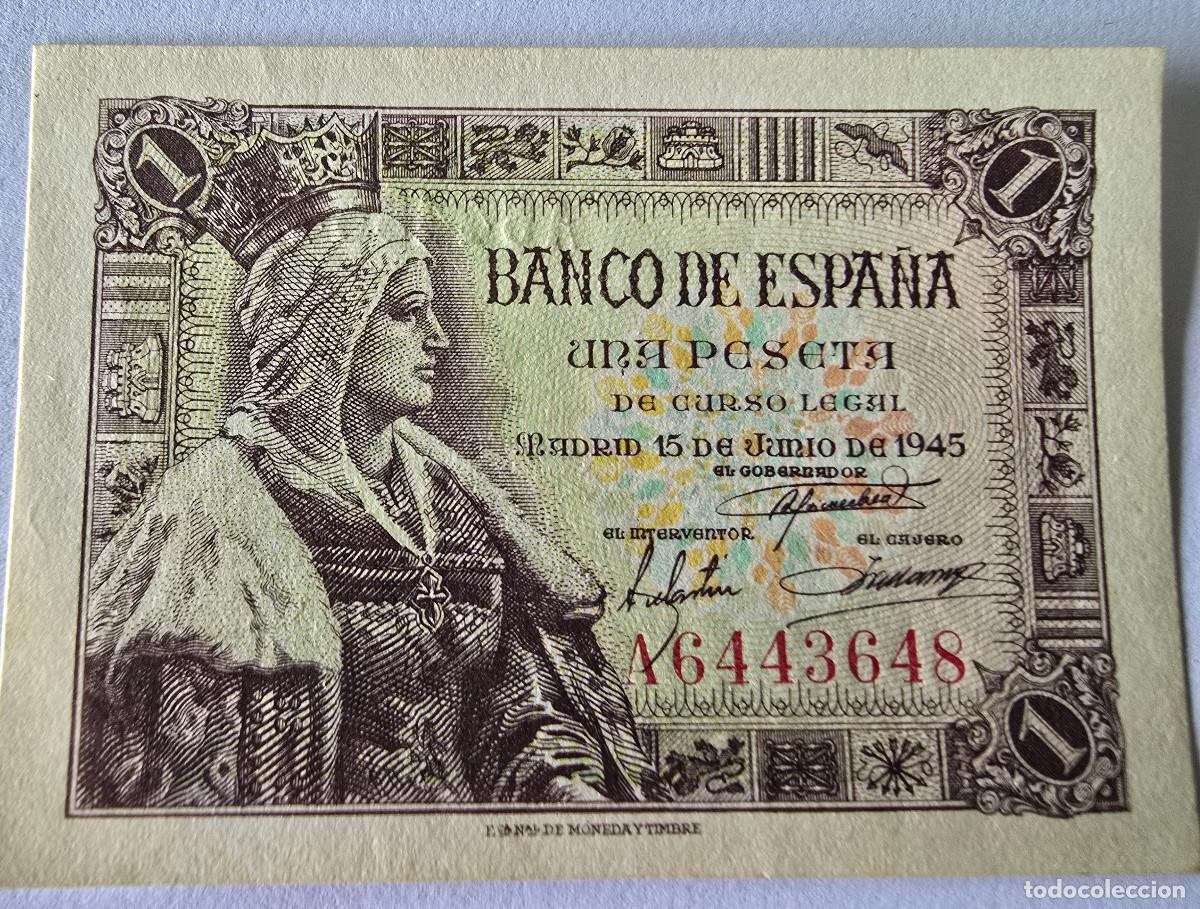 Billetes espa&ntilde;oles: Billete Banco Espa&ntilde;a 1 pta. 1945