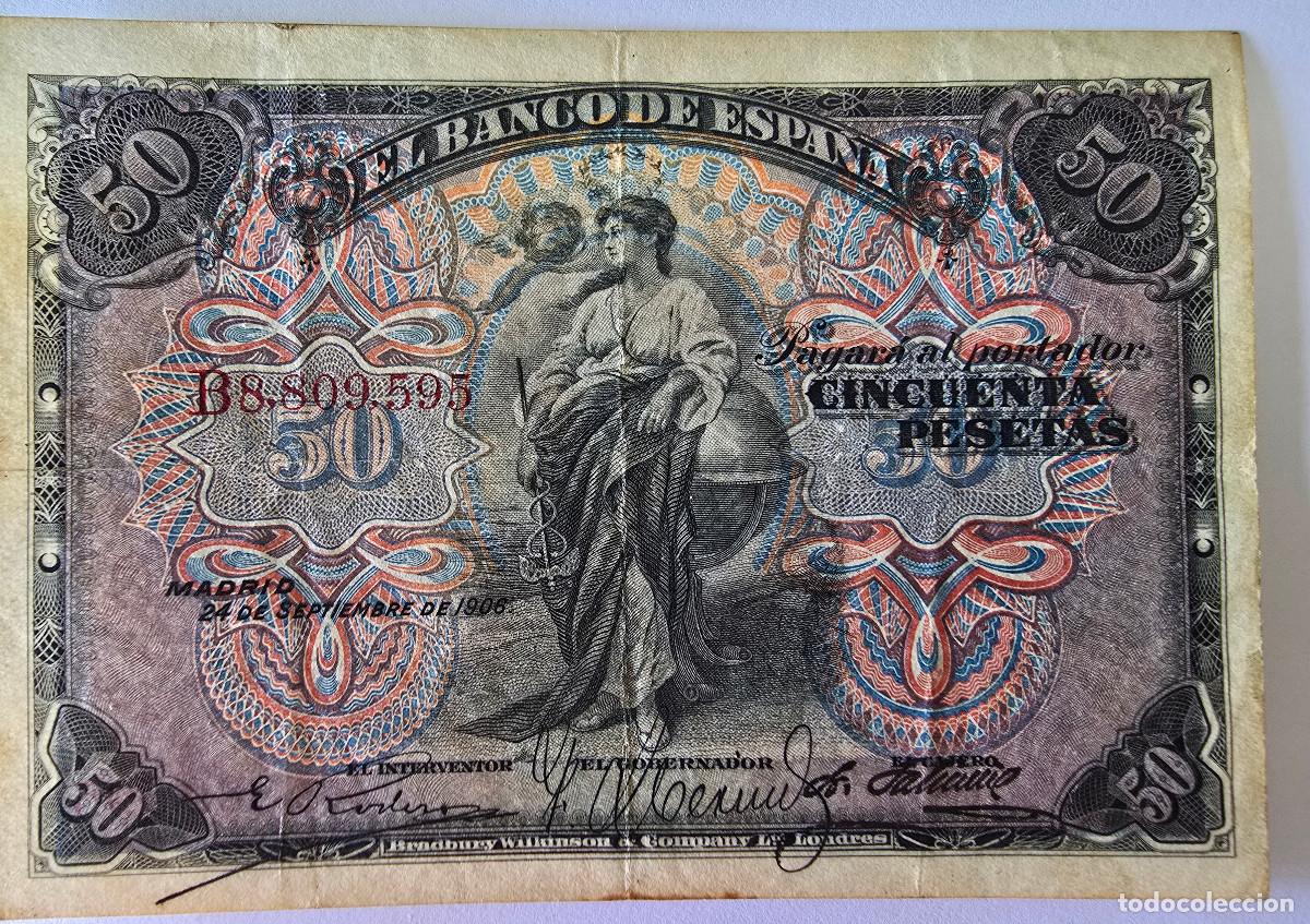 Billetes espa&ntilde;oles: Billete Banco Espa&ntilde;a 50 Pesetas 1906