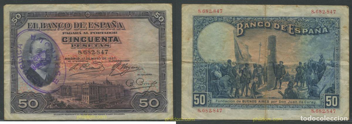 Billetes espa&ntilde;oles: 11332 ESPA&Ntilde;A 1927 50 PESETAS 1927 SELLO REPUBLICA