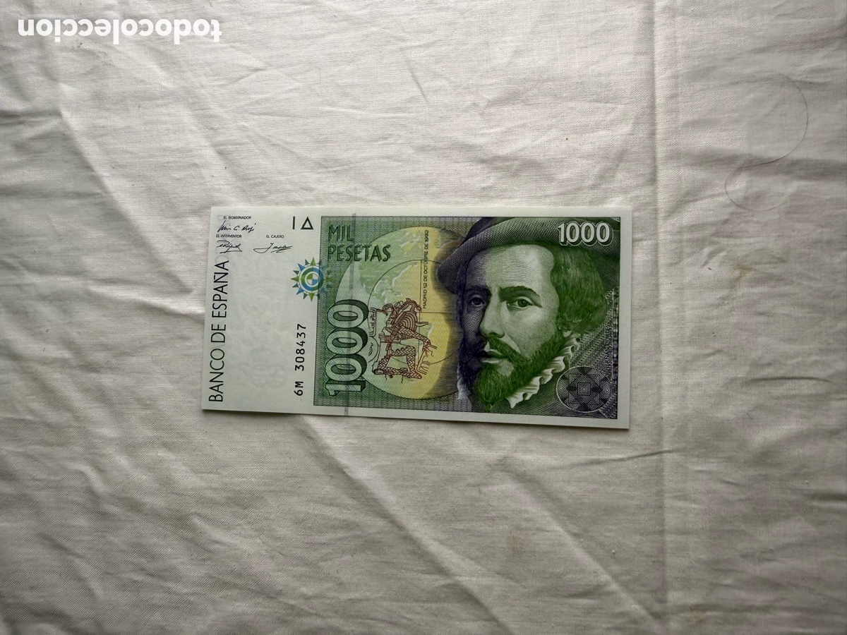 Billetes espa&ntilde;oles: 1.000 PESETAS BANCO DE ESPA&Ntilde;A 1992 &ndash; HERN&Aacute;N CORT&Eacute;S Y PIZARRO &ndash; PLANCHA