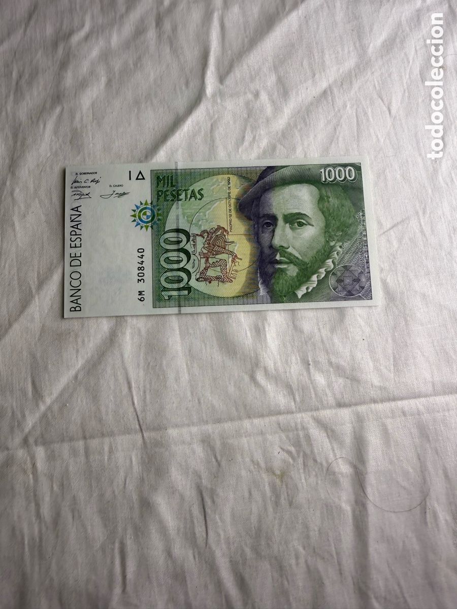 Billetes espa&ntilde;oles: 1.000 PESETAS BANCO DE ESPA&Ntilde;A 1992 &ndash; HERN&Aacute;N CORT&Eacute;S Y PIZARRO &ndash; PLANCHA