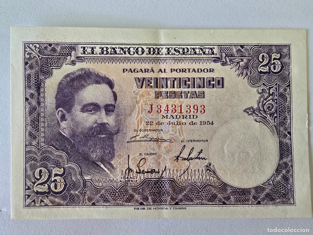 Billetes espa&ntilde;oles: Billete Banco Espa&ntilde;a 25 Pesetas 1954