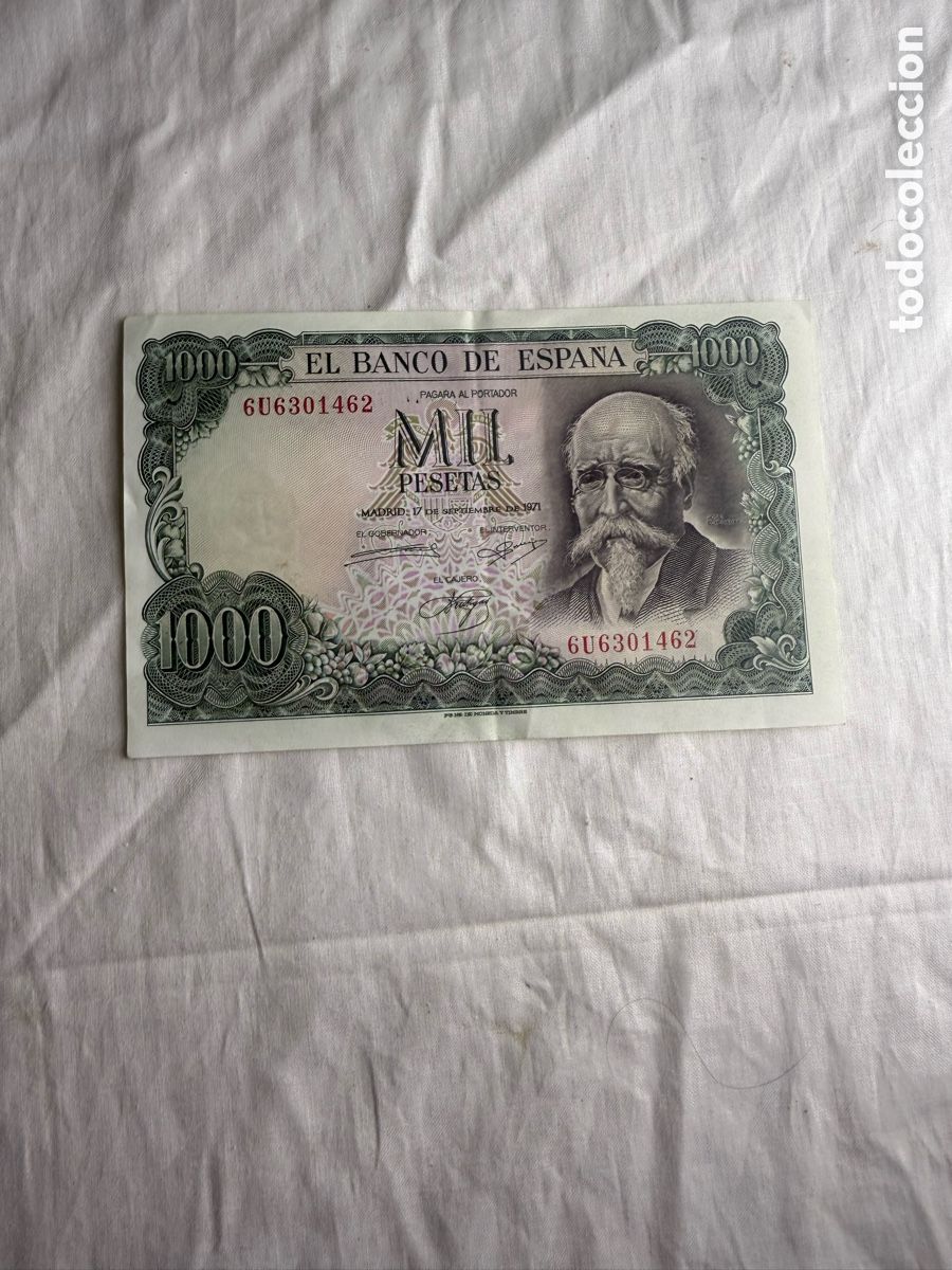 Billetes espa&ntilde;oles: 1.000 PESETAS BANCO DE ESPA&Ntilde;A 1971 &ndash; JOS&Eacute; ECHEGARAY &ndash; SERIE 6U