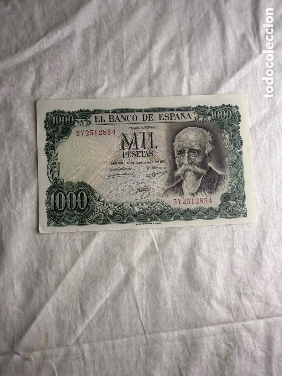 Billetes espa&ntilde;oles: 1.000 PESETAS BANCO DE ESPA&Ntilde;A 1971 &ndash; JOS&Eacute; ECHEGARAY &ndash; SERIE 5Y &ndash; PLANCHA