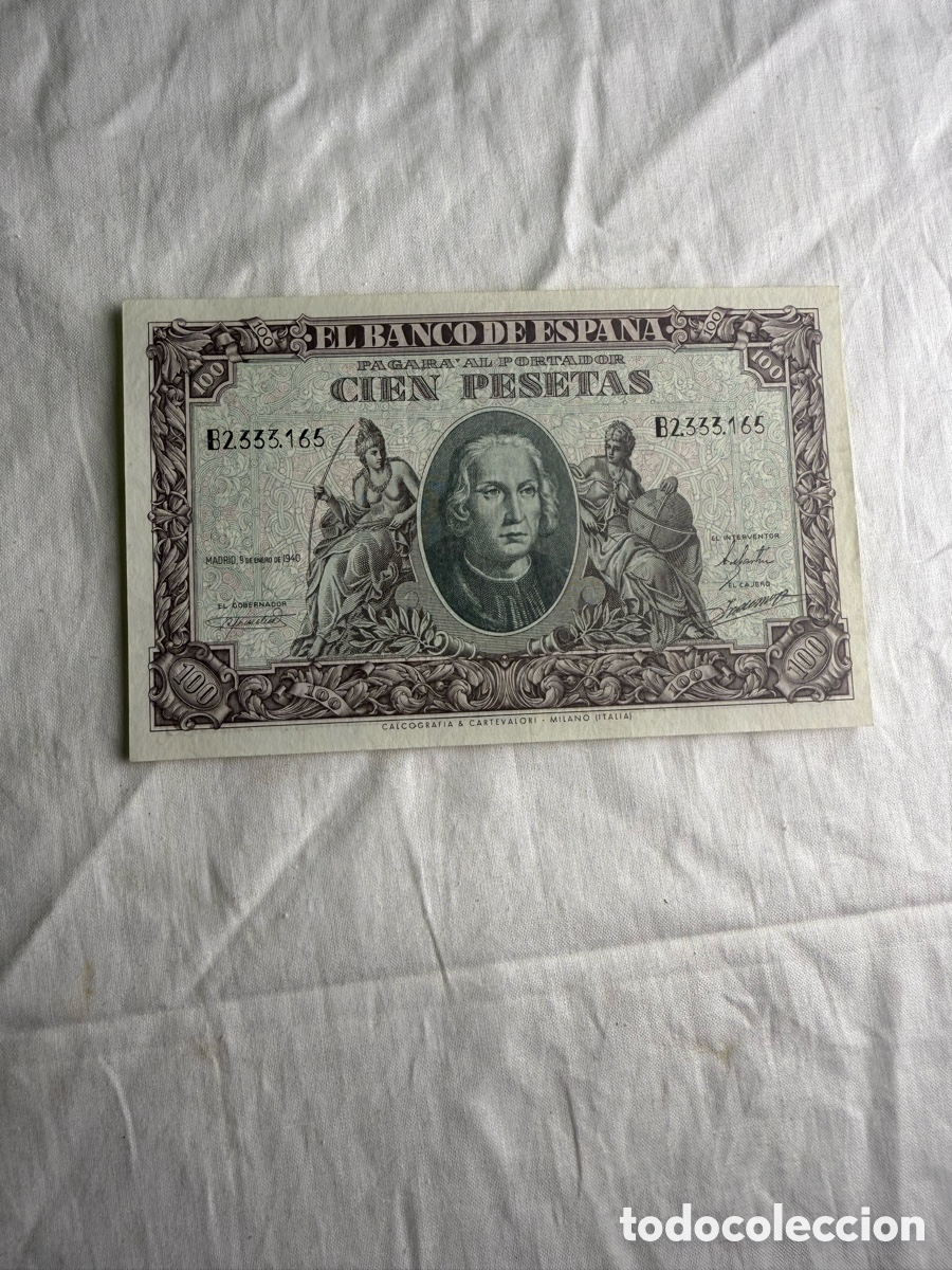 Billetes espa&ntilde;oles: 100 PESETAS BANCO DE ESPA&Ntilde;A 1940 &ndash; CRIST&Oacute;BAL COL&Oacute;N &ndash; SERIE B &ndash; EDIFIL 438a