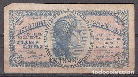 Billetes espa&ntilde;oles: ESPA&Ntilde;A - BILLETE DE 50 CENTIMOS DE 1937