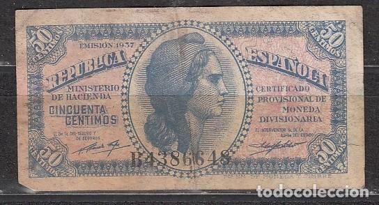Billetes espa&ntilde;oles: ESPA&Ntilde;A - BILLETE DE 50 CENTIMOS DE 1937
