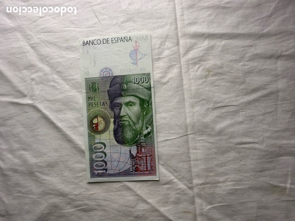 Billetes espa&ntilde;oles: Billete 1.000 Pesetas Espa&ntilde;a 1992 &ndash; Hern&aacute;n Cort&eacute;s y Pizarro &ndash; Serie 6M. Plancha