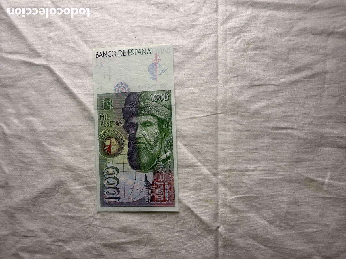 Billetes espa&ntilde;oles: Billete 1.000 Pesetas Espa&ntilde;a 1992 &ndash; Hern&aacute;n Cort&eacute;s y Pizarro &ndash; Serie 6M &ndash; PLANCHA