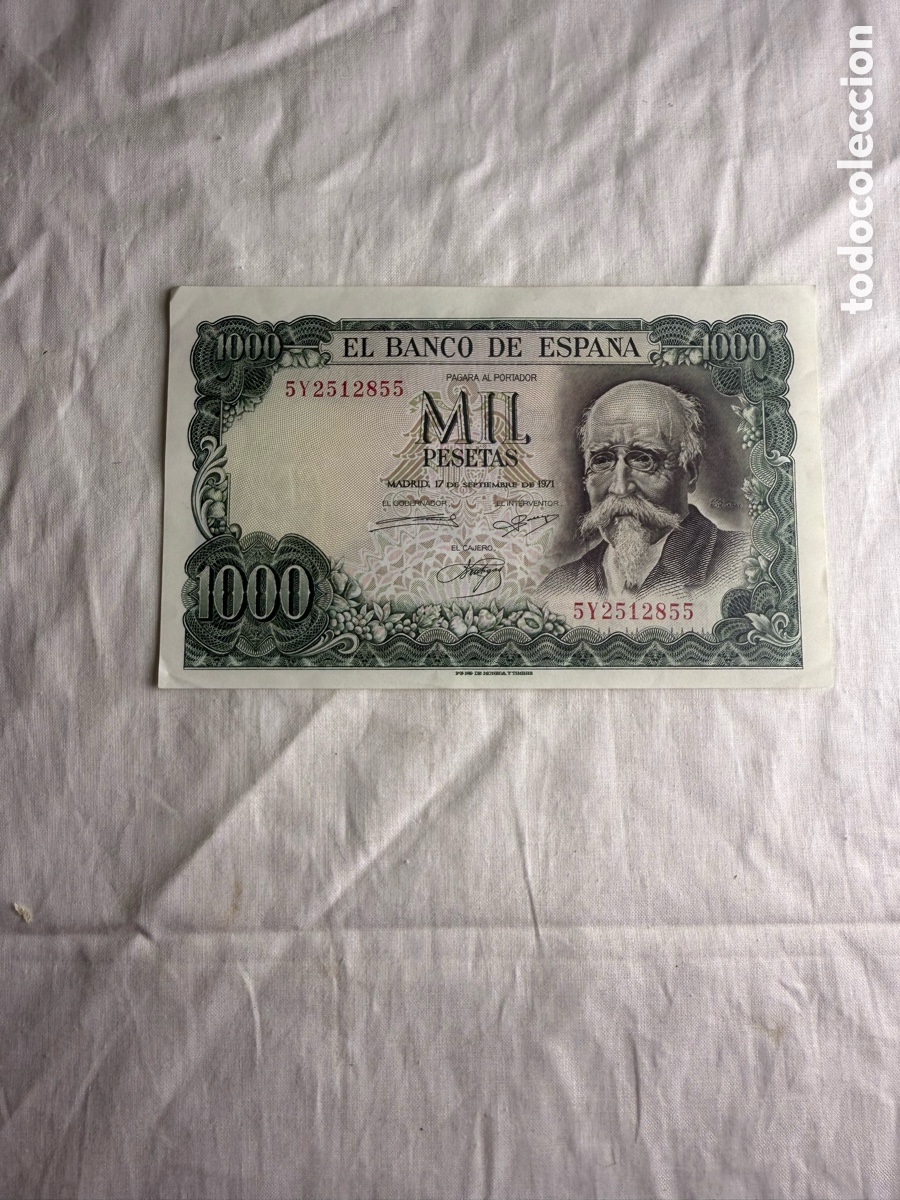 Billetes espa&ntilde;oles: Billete 1.000 Pesetas Espa&ntilde;a 1971 &ndash; Jos&eacute; Echegaray &ndash; Banco de Espa&ntilde;a
