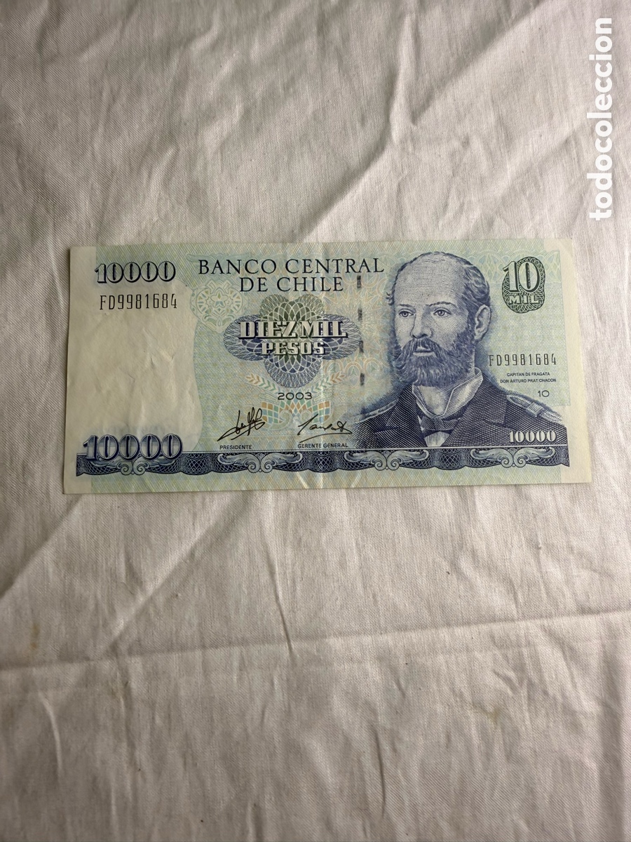 Billetes espa&ntilde;oles: Billete Chile 10.000 Pesos 2003 &ndash; Arturo Prat &ndash; Banco Central de Chile
