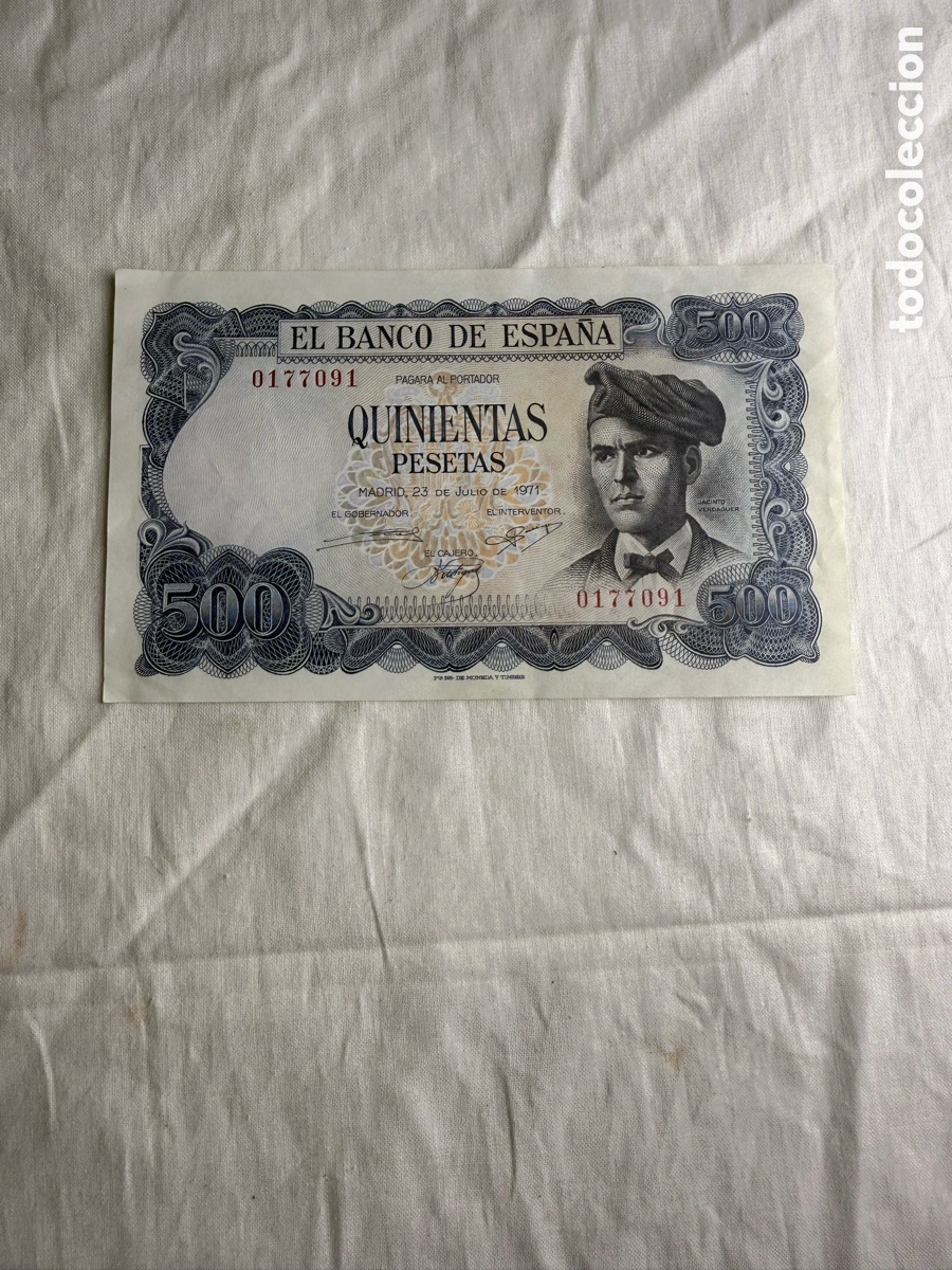 Billetes espa&ntilde;oles: Billete 500 Pesetas Espa&ntilde;a 1971 &ndash; Jacinto Verdaguer &ndash; Banco de Espa&ntilde;a