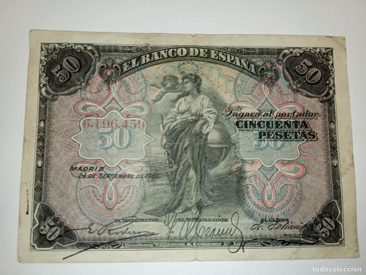 Billetes espa&ntilde;oles: Billete de 50 pesetas 1906. Serie sin letra