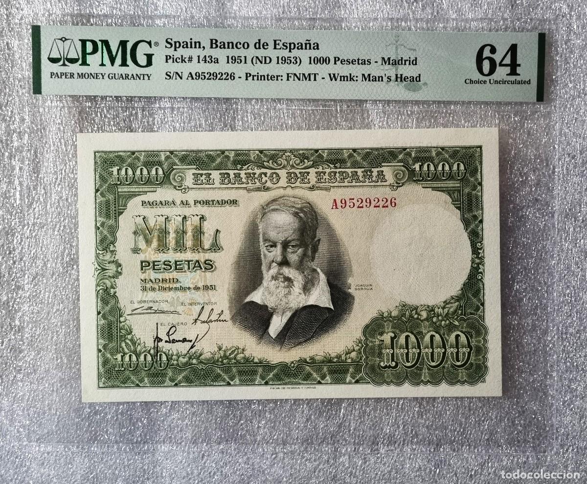 Billetes espa&ntilde;oles: ESTADO ESPA&Ntilde;OL SOROLLA PMG 64 |SOLO ACEPTO PAYPAL| BILLETE 1000 PESETAS 1940 LEER DESCRIPCIONCION