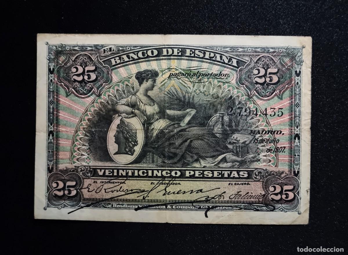 Billetes espa&ntilde;oles: CL&Aacute;SICO ALEGOR&Iacute;AS BUEN EJEMPLAR |SOLO ACEPTO PAYPAL| BILLETE 25 PESETAS 1907 LEER DESCRIPCION