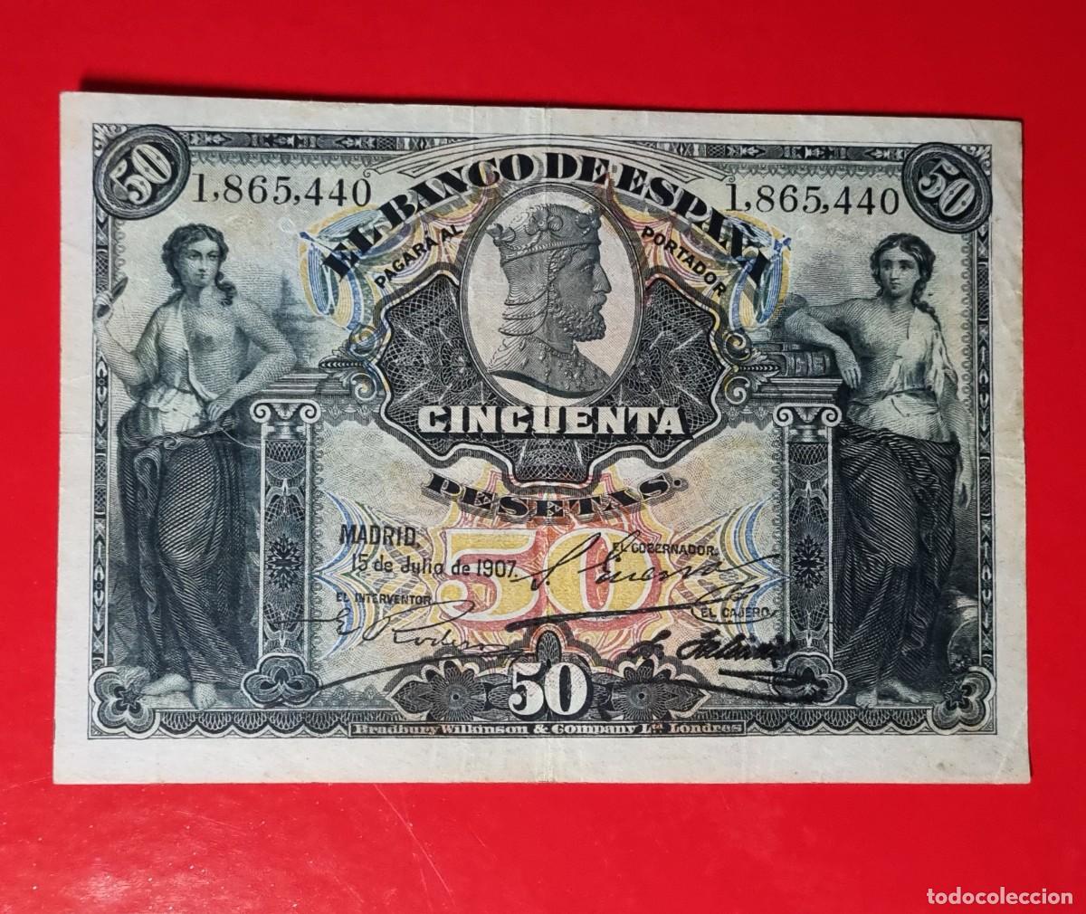 Billetes espa&ntilde;oles: CL&Aacute;SICO ALEGOR&Iacute;AS PRECIOSO EJEMPLAR |SOLO ACEPTO PAYPAL| BILLETE 50 PESETAS 1907 LEER DESCRIPCION 65