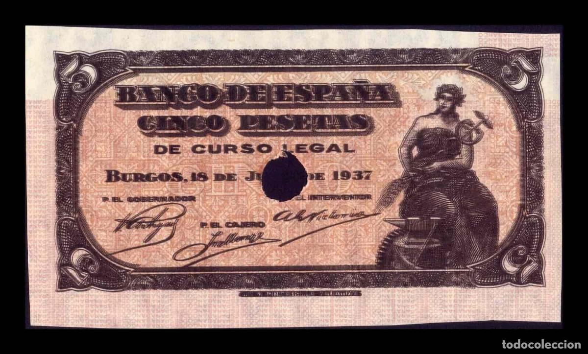Billetes espa&ntilde;oles: Espa&ntilde;a Prueba 5 Pesetas Portabella 1937 Pick 106 Sc- aUnc