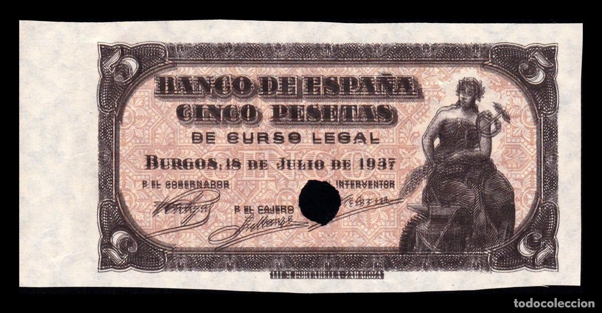 Billetes espa&ntilde;oles: Espa&ntilde;a Prueba 5 Pesetas Portabella 1937 Pick 106 Sc- aUnc