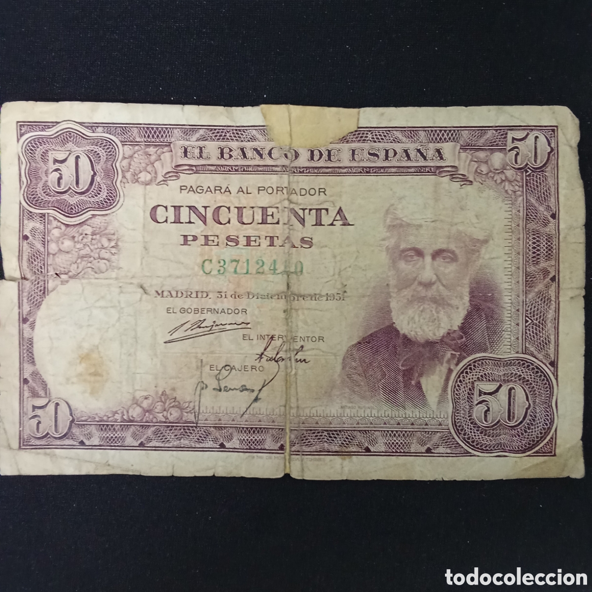 Billetes espa&ntilde;oles: Espa&ntilde;a 50 pesetas A&ntilde;o 1951