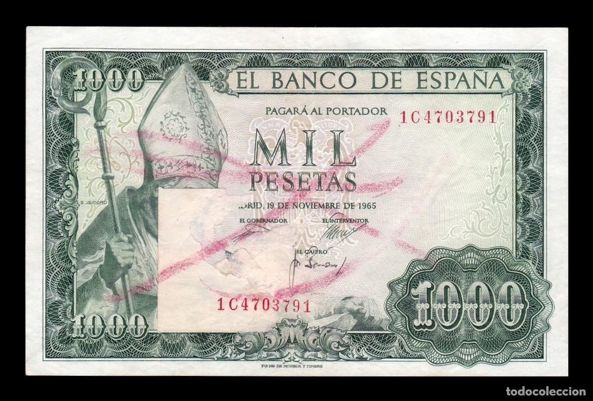 Billetes espa&ntilde;oles: Espa&ntilde;a Error impresi&oacute;n 1000 Pesetas San Isidoro 1965 Pick 151 Serie 1C Ebc Xf