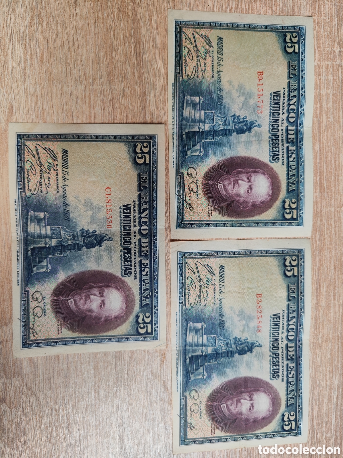 Billetes espa&ntilde;oles: Billete 25 pesetas del Banco de Espa&ntilde;a emitido el 15 de agosto de 1928