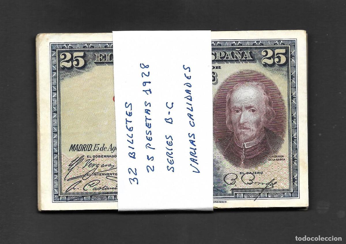 Billetes espa&ntilde;oles: 32 BILLETES 25 PESETAS 1928 MBC/MBC-