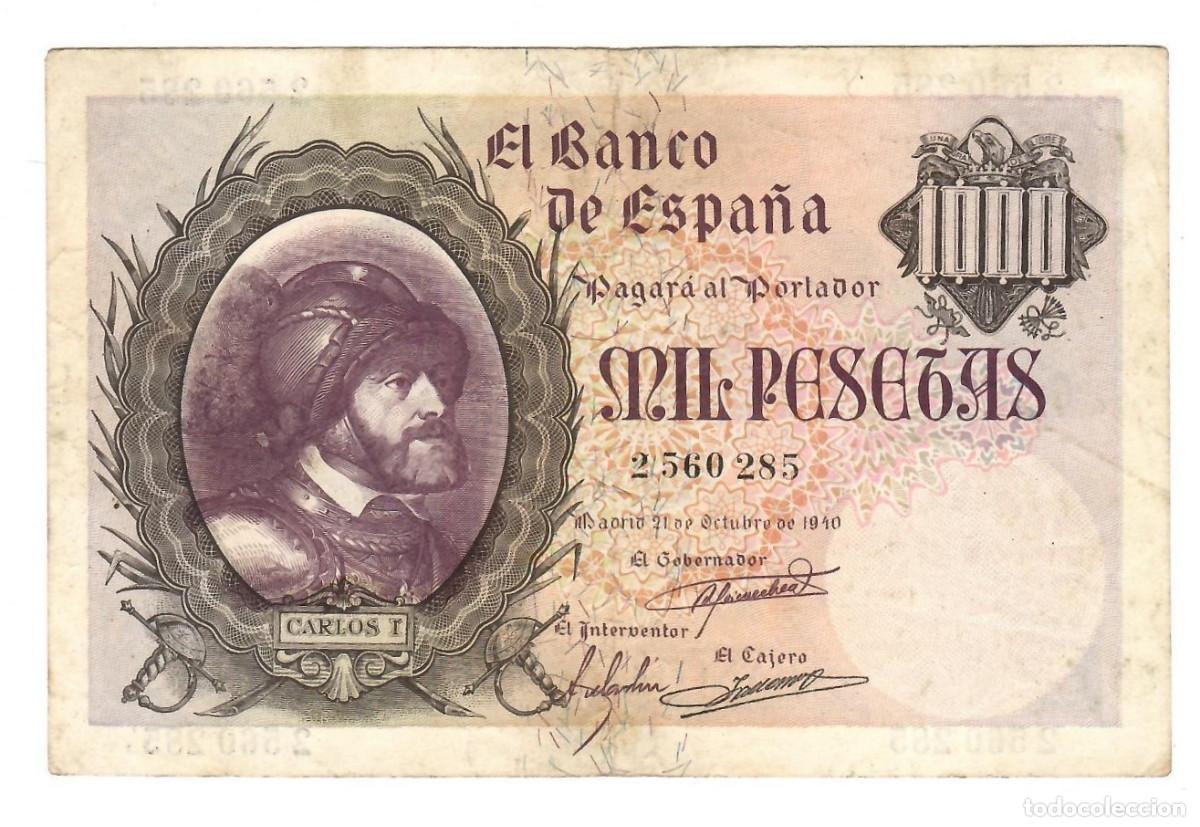 Billetes espa&ntilde;oles: BILLETE DE 1000 PESETAS DEL A&Ntilde;O 1940 DE CARLOS I EN BUENA CALIDAD (RARO Y DIFICIL)