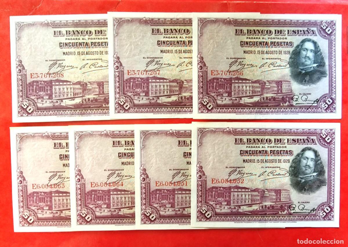 Billetes espa&ntilde;oles: LOTE 7 BILLETES 2 PAREJAS 1 TRIO EBC+/SC- |SOLO ACEPTO PAYPAL| BILLETE 50 PESETAS 1928 LEER DESC