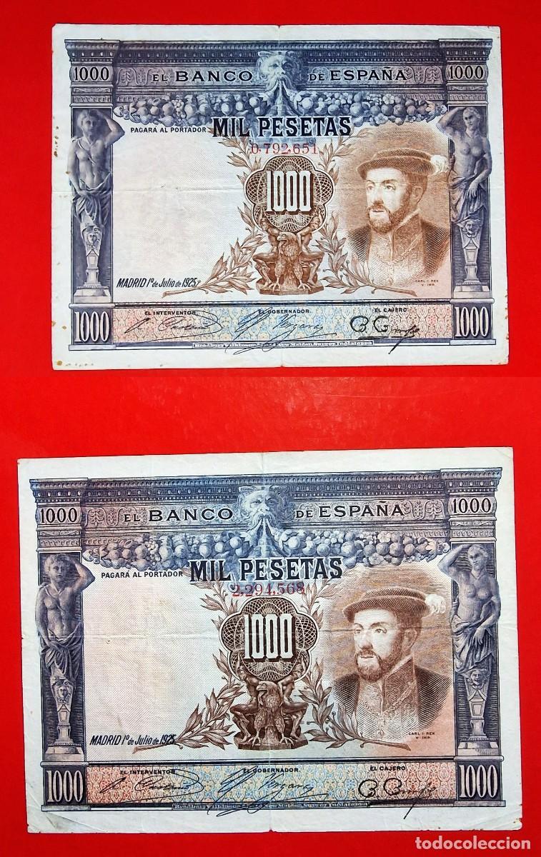 Billetes espa&ntilde;oles: LOTE 2 BILLETES NUMERACION BAJA ALFONSO XIII|SOLO ACEPTO PAYPAL| BILLETE 1000 PESETAS 1925 LEER DESC