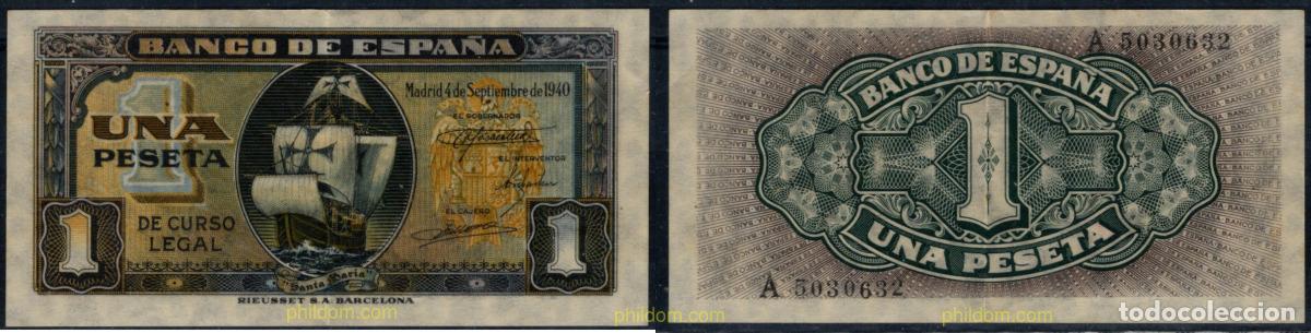 Billetes espa&ntilde;oles: 10763 ESPA&Ntilde;A 1940 1 Peseta Estado espa&ntilde;ol 4 de septiembre 1940
