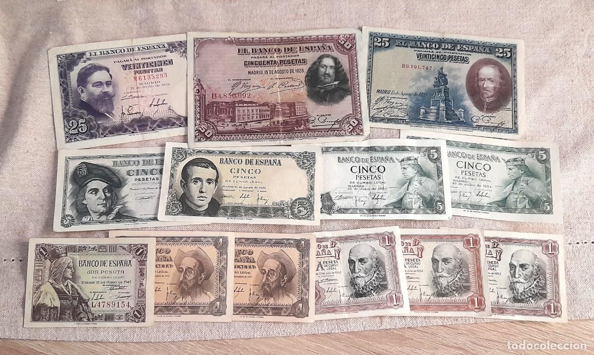 Billetes espa&ntilde;oles: Lote 13 billetes antiguos de Pesetas