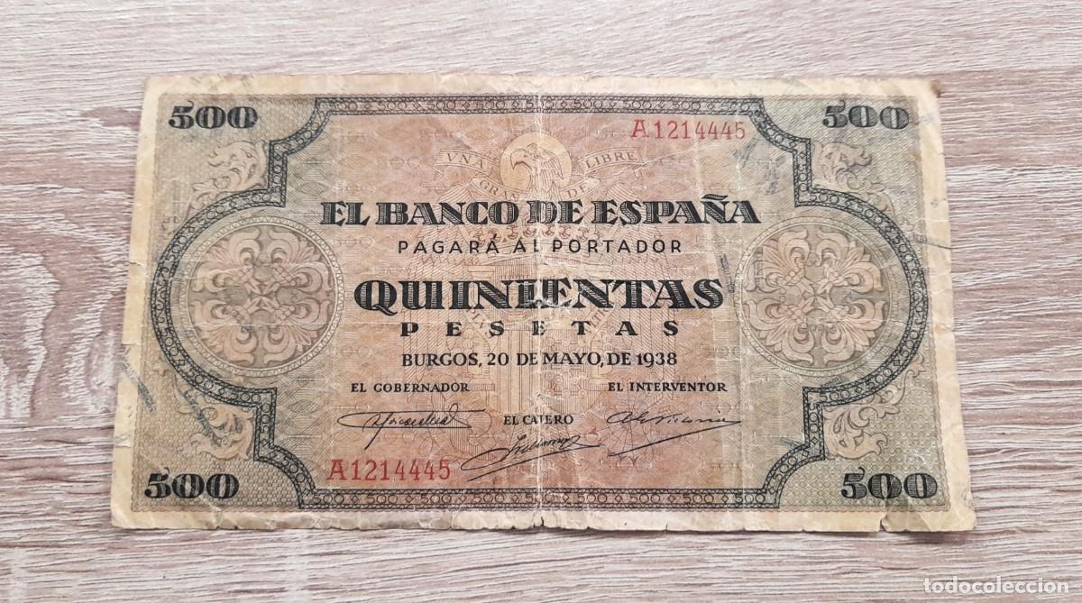 Billetes espa&ntilde;oles: Billete de 500 Pesetas 1938 serie A, Burgos