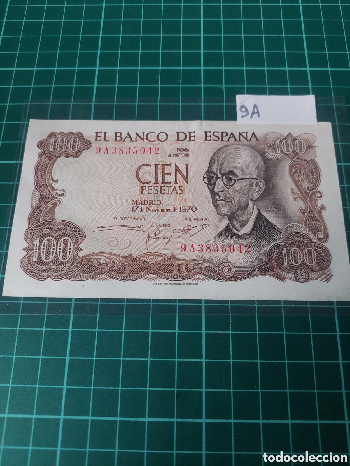 Billetes espa&ntilde;oles: BILLETE SUSTITUCION 9 A 100 PESETAS 17 NOVIEMBRE 1970 FALLA BANCO ESPA&Ntilde;A EBC
