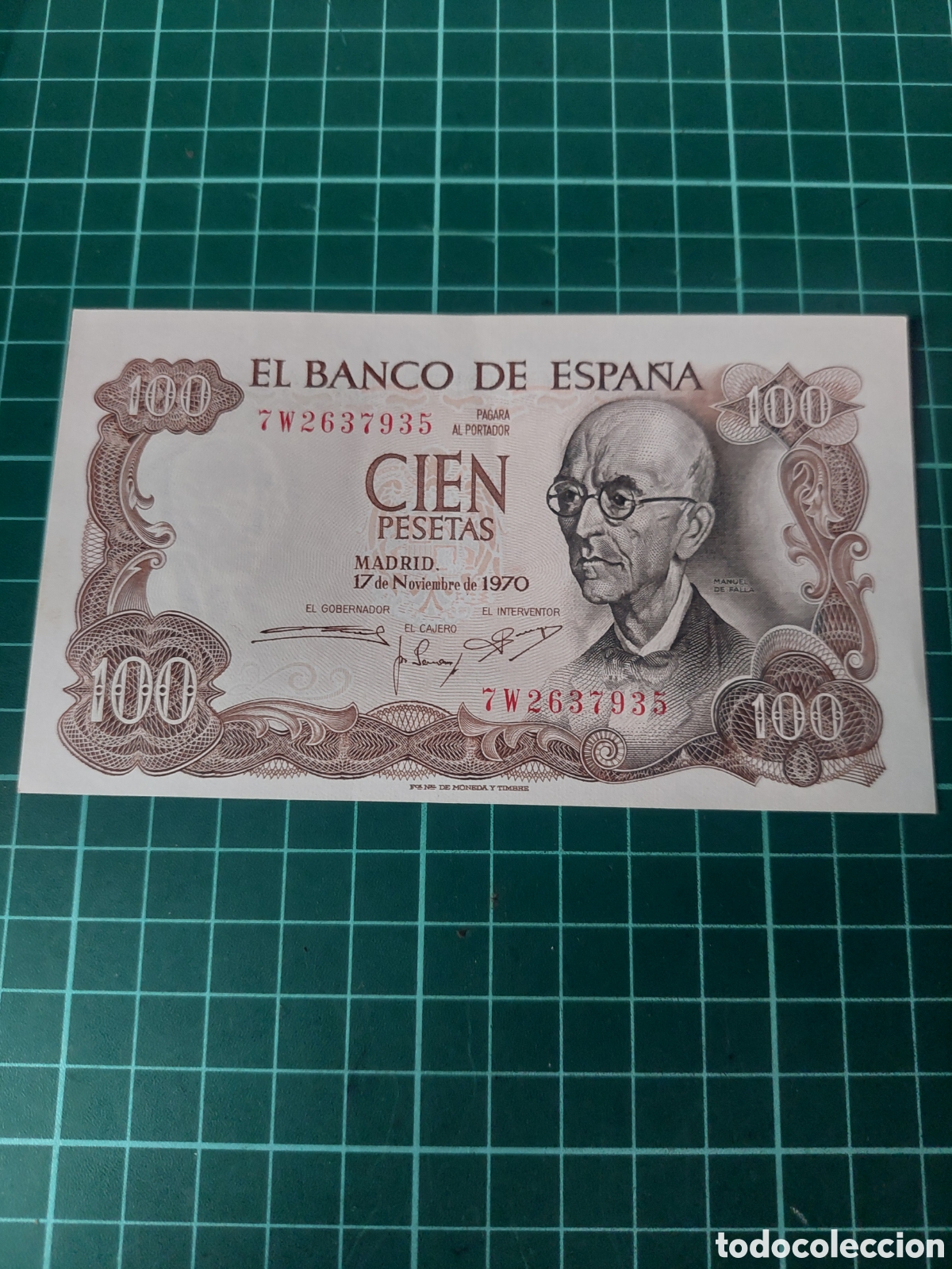 Billetes espa&ntilde;oles: MAL CENTRADO CORTE SERIE 7 W 2637935 FALLA 17 NOVIEMBRE 1970 BANCO ESPA&Ntilde;A