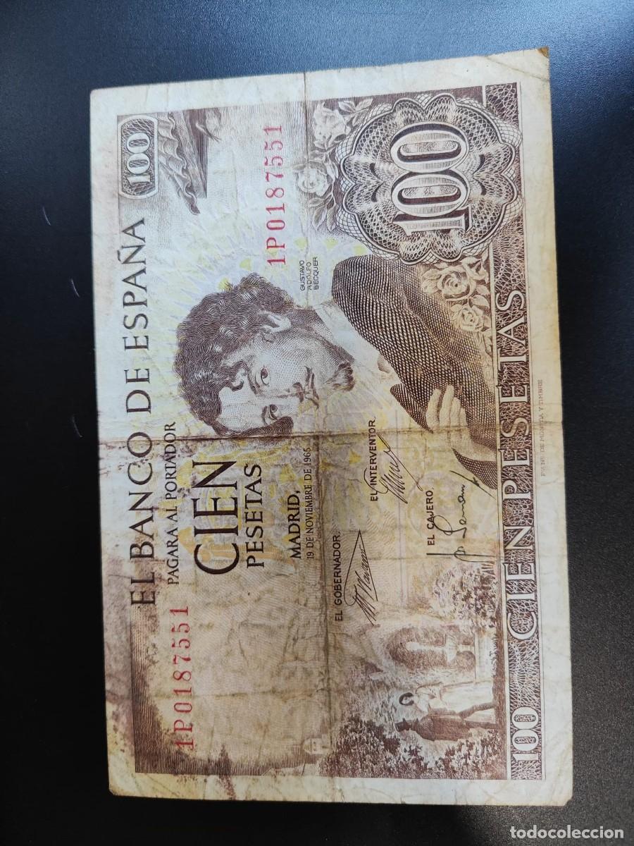 Billetes espa&ntilde;oles: Billete 100 pesetas de ESPA&Ntilde;A Gustavo Adolfo Becquer